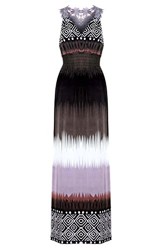 G2 Chic Women's Lace Tribal Spring Summer Jersey Maxi Dress