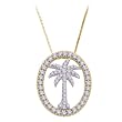 14K Two Tone Gold 1/2 ct. Diamond "Palm Tree in Oval" Pendant with Chain