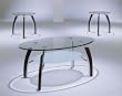 Modern Style 3 PIECE GLASS TOP COFFEE TABLE SET Wood and Chrome - Coffee Table & 2 End Tables