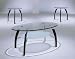 Modern Style 3 PIECE GLASS TOP COFFEE TABLE SET Wood and Chrome - Coffee Table & 2 End Tables