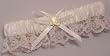 Satin and Lace Garter with Gold Boots Charm, Ivory