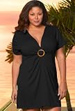Beach BelleĀ® Black Plus Size Ring Front Tunic - Plus Size Swimwear Plus Size Swimsuit
