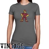 NCAA Iona College Gaels Ladies Charcoal Distressed Logo Vintage Slim Fit T-shirt