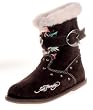 Ed Hardy by Christian Audigier Boot Strap Kids Childrens Boots Shoes Brown Suede with Fur Lining