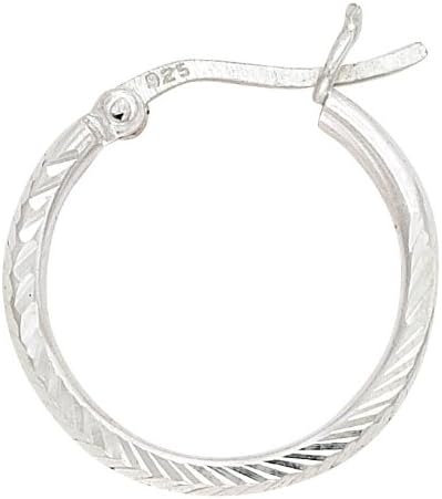 2 x 20mm Sterling Silver Anti Tarnish Diamond Cut Polished Hoops