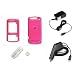 PCMICROSTORE Brand Motorola RIZR Z3 Solid Magneta Snap-on Crystal Case Cover with Removable Ratcheting Belt Clip - Bundled with 12v Rapid Premium Car Charger and Home Travel Wall AC Adapter Charger