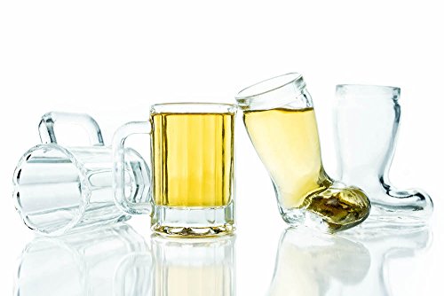 Shot Glass Set - Mini Beer Mug and Das Boot Shot Glasses - Recipe Ebook Included