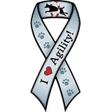 【AnimalsINK.com】リボン型マグネット『すばしっこい犬大好き』Agility