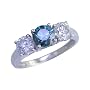 2 Ct. Blue & White Three-Stone Diamond Engagement Ring in 14K White Gold