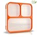 MunchBox Bento Lunch Box-Sleek Edition (Orange) Ultra-Slim Tray Style Leakproof 3-Compartment w/Air Tight Seal Microwavable-Dishwasher Friendly - for Kids & Adults.
