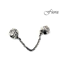 Silver Heart Safety Chain Bead-Fiora Charms Italy