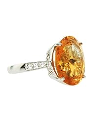 O&G Australia Natural Citrine 12x14mm & White Topaz, 925 Sterling Silver Ring (6.9cttw) - Size 7.5