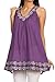 Sakkas Tyra Sequin Embroidered Relaxed Fit Sleeveless V-Neck Top