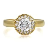 14K Yellow Gold Vermeil Round-Cut Cubic Zirconia CZ Wedding Ring - Ideal Gift For Anniversary,...