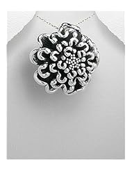 Flower Pendant Necklace In 92.5 Sterling Silver