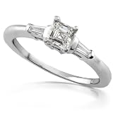 1/2 ctw Asscher & Baguette Cut Diamond Engagement Ring in 14kt White Gold - Size 5 1/2 ctw Asscher & Baguette Cut Diamond Engagement Ring in 14kt White Gold - Size 5