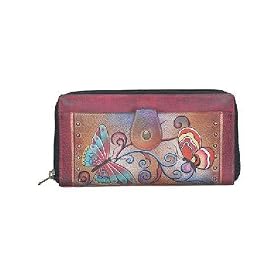 Buy Anuschka Bags HAND PAINTED Leather Clutch Wallet #1050HBF Women by Anuschka
