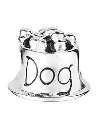 925 Sterling Silver Dog Food Bowl Bead, For Chamilia, Pandora, Biagi, Personality, Reflections And More Charm Bracelets