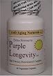 Anti-Aging Naturals: EXTRA STRENGTH PURPLE LONGEVITY(TM), w/ Anti-Aging Resveratrol Extract (550mg), & Grape Seed Extract (350mg). Red Wine Polyphenols, Pine Bark Extract! 60 vegetarian capsules. 3 BOTTLES FOR EXTRA SAVINGS (only $30.95 per bottle!)