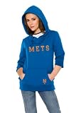 New York Mets Women's Laser Cut 3/4 Sleeve Pullover Hoodie - by Alyssa Milano
