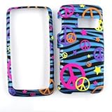 BLUE/BLACK ZEBRA PRINT WITH PEACE SIGNS DESIGN CELL PHONE CASE FACEPLATE CO ....
