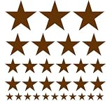 Set of 30 - Chocolate Brown Stars Vinyl Wall Graphic Decals Stickers