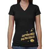 Southern Miss Golden Eagles Ladies Paint Strokes V-Neck T-Shirt - Black (Small)