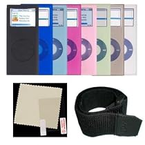 2nd Generation Apple iPod Nano Aluminum Silicone Skin Case with Accessory Kit - LCD Screen Shield - Armband - Neck Strap - 8 Color Options