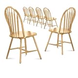 6 Natural Finish Arrow Back Dining Chairs