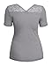 Women's Plus Size V Neck Short Sleeve Floral Lace Mesh Accent Casual Top