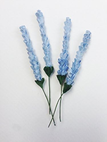 Periwinkle Blue Paper Flowers - 10 Mulberry Paper Flowers with Wire Stems - Miniature - Great for Wedding Favour &amp; Boutonnieres