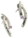 Exquisite Sterling Silber 925 Damen - Diamant Paar Ohrringe Brillant-Schliff 0.03 Karat mit rosa Saphir 22mm*4mm