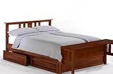 IMAGE OF Thyme Twin Platform Bed w/ Cherry Finish + 4-Drawer Set & Footboard Bench