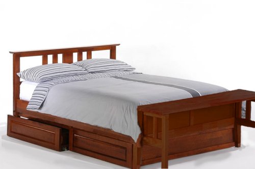 Thyme Eastern King Platform Bed w/ Cherry Finish + 2-Drawer Set & Footboard Bench
