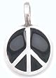 Shiny Black Peace Sign Pewter Pendant Necklace