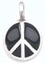Shiny Black Peace Sign Pewter Pendant Necklace