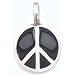 Shiny Black Peace Sign Pewter Pendant Necklace
