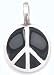 Shiny Black Peace Sign Pewter Pendant Necklace