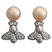 EXP Sterling Silver Pink Pearl Honey Bee Stud Earrings