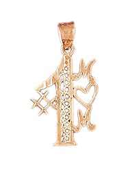 Dazzlers Solid 14k Gold Filigree Number 1 Mom Heart Charm Pendant Available in three colors from jewelsberry (weights: 1.7 grams only)
