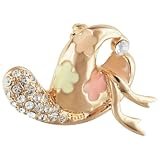 Vintage Peach And Yellow Flower Clear Rhinestone Brooches & Pins