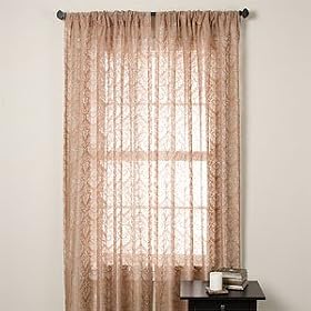 Set of 2 Sheer Medallion Window Panels, 120 in set, Latte