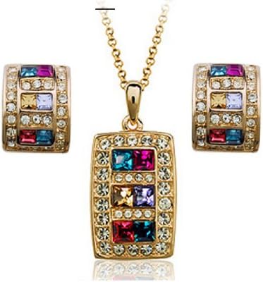 TKC Multicolour Crystal 18K Rose Gold Plated Rhinestone Austrian Crystal Set