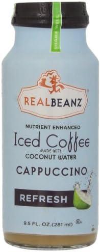 Realbeanz Iced Coffee Nutrient Enhanced Refresh, Cappuccino, 9.5 oz. (Pack of 12)