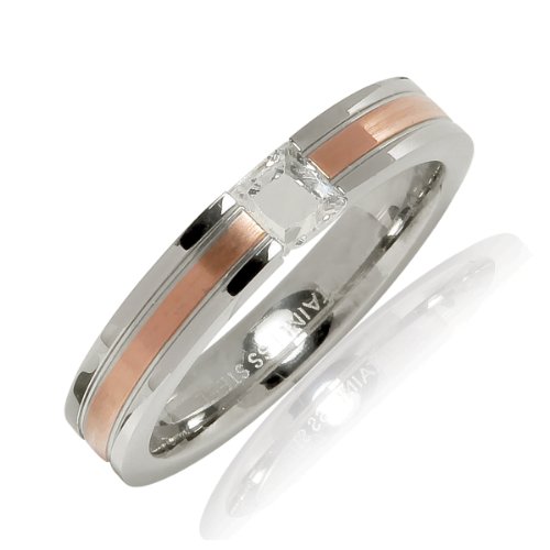 Bliss Republic Damen-Ring Edelstahl ros&eacute; Zirkonia wei&szlig; 55 60160031 Preisvergleich