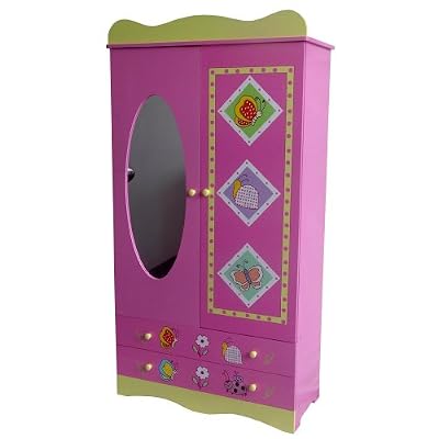 4Gr8 Kidz Pink Series Kids Wooden Wardrobe with Mirror
