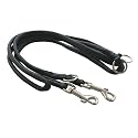 2-TECH Edle Leder Hundeleine 185cm, 3xverstellbar SCHWARZ