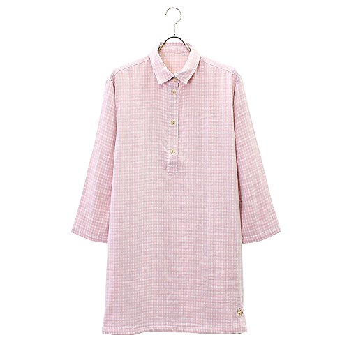 (グンゼ)GUNZE Kaimin navi(快眠ナビ)レディースパジャマ(綿100%)長袖ワンピース(先染3重ガーゼ)