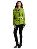 Miss Sixty Women's Asymmetrical Double Breasted Zip Trench Coat, Green Tea, Medium
