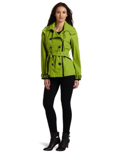 Miss Sixty Women's Asymmetrical Double Breasted Zip Trench Coat - Green Tea - Medium